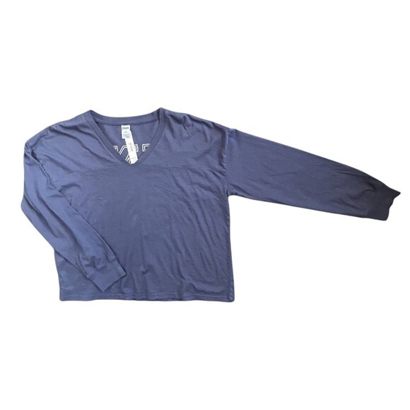 Victoria's Secret Pink Ace Cotton V-Neck Long Sleeve Tee Blue Medium - Picture 3 of 5